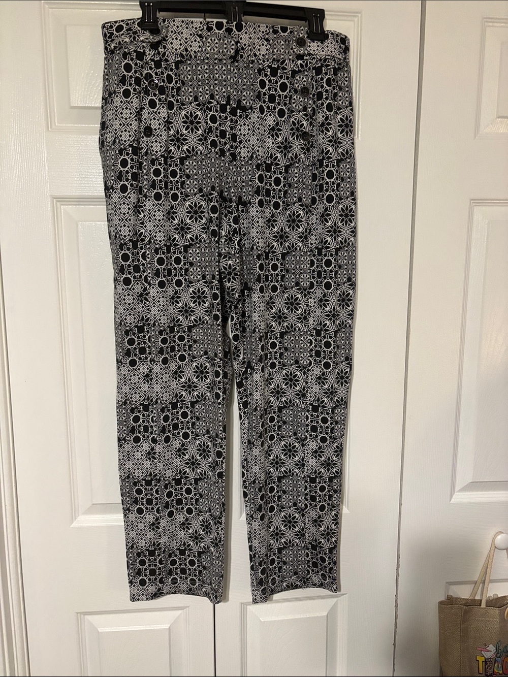 Robert Louis Black & White Geometric Straight Leg Pants